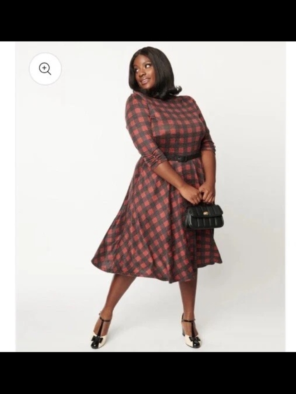 NWT Unique Vintage Fit And Flair Red And Black Buffalo Plaid Dress